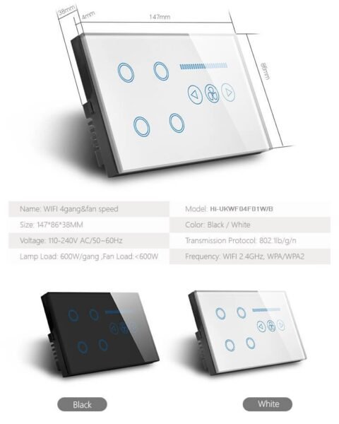 4 GANG TOUCH SW + DIMMER - Image 3
