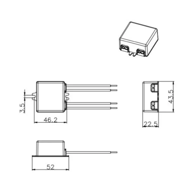 Mini LED driver 24VDC for wall switch boxes and small locations